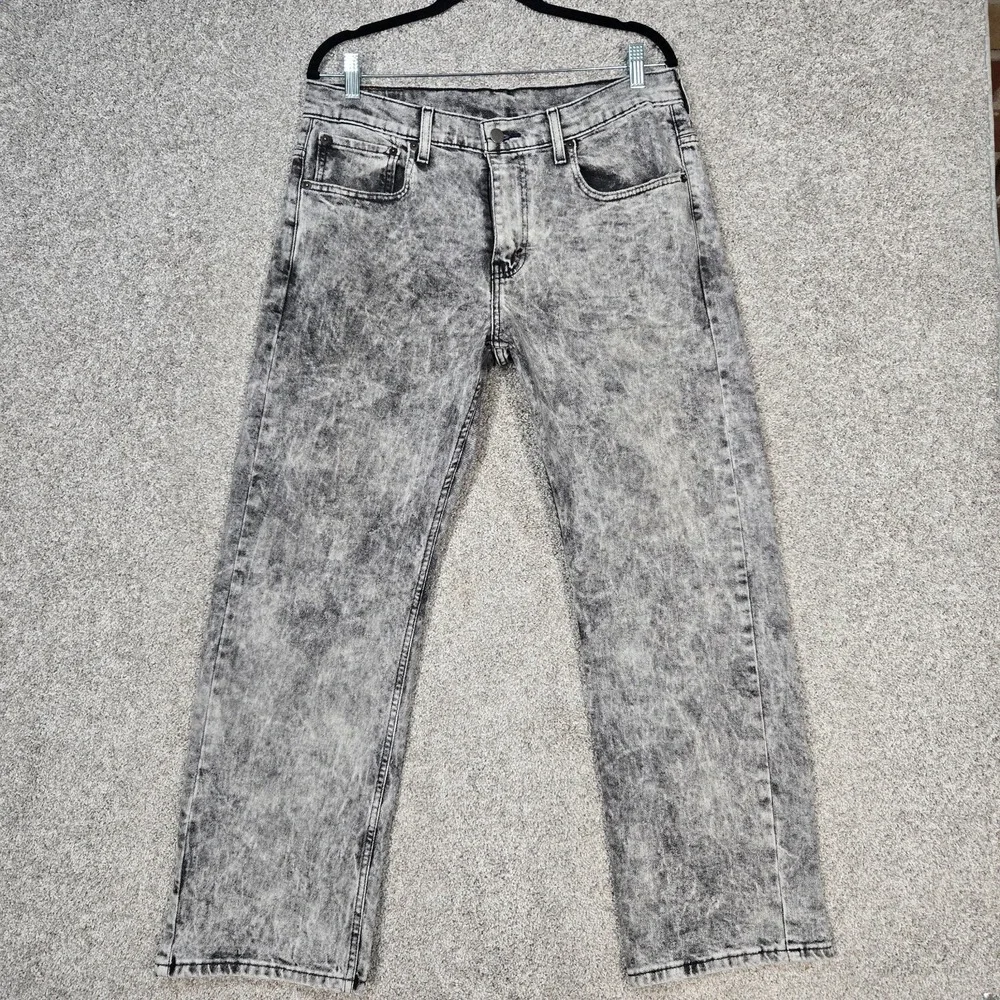 Levi's 569 Jeans Mens 32x30 Gray Acid Wash Relaxed Straight stretch denim